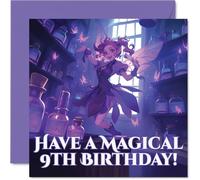 Cute Birthday Card - Sprinkle Some Fairy Magic - Whimsical Pink and Purple Design with Bottles and Butterflies - 145mm Square, Envelope Included