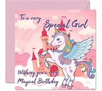Cute Birthday Cards for Girls Her - Magical Fantasy Pegasus Unicorn - Happy Birthday Card for Daughter Granddaughter Little Sister Niece, 145mm Greeting Cards