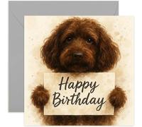 Cute Birthday Cards for Husband Wife, Cockapoo Dog Birthday Message Artwork, Adorable Bday gift for Adults Children Teenager, Blank Inside