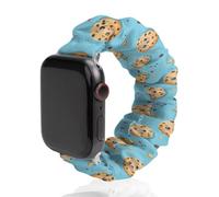 Cute Biscuit with Chocolate Chips Replacement Watchband Cute Printed Watch Strap Elastic Solo Loop Bands Compatible for Apple Watch 42mm/44mm