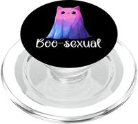 Cute Bisexual Ghost Cat in Sheet Boo-Sexual Halloween Pun PopSockets PopGrip for MagSafe