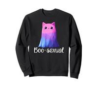 Cute Bisexual Ghost Cat in Sheet Boo-Sexual Halloween Pun Sweatshirt