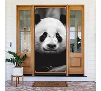 Cute Black and White Panda Door Cover Decorations, Welcome Door Banner Backdrop Seasonal Spring Summer Porch Banner Sign Photo Background for Indoor Outdoor Party Decor 72.8 x 35.4 Inch