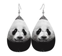 cute black and white panda earrings for women teardrop leather earrings double sided dangle earrings lightweight ear accessories fashion jewelry birthday gift