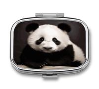 Cute Black and White Panda Travel Pill Organizer Portable Daily Waterproof Pill Case Small Medicine Storage Container for Vitamins Fish Oil Cod Liver Oil Earplug Storage
