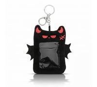 Cute Black Bat Plush Card Sleeve Photo Holder Card Protective Case Keychain Hanging Ornament for Girls