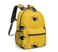Cute Black Cartoon Spider Yellow Rucksack Backpack 40cm Round Eyes Flat Illustration School Bag for Kids Girls Boys Student Travel (04)