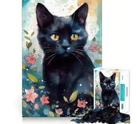 Cute Black Cat 1000 Piece Jigsaws for Adults Stress Free Nice Thick Happy Challenge Premium Gift (50x75cm)