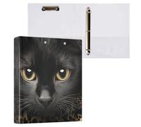 Cute Black Cat 3-Ring Binder 1.5 Inch, PVC Material Document Organizer with D-Ring and Clear View Pocket for Office Supplies-1 Pack