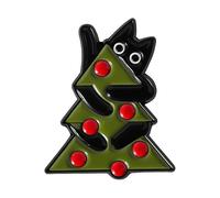 Cute Black Cat Christmas Tree Brooch Enamel Pin for Women Men Funny Novelty Cartoon Animal Lapel Pins Creative Lovely Brooches Jacket Backpacks Bags Clothing Hat Badge Accessories Xmas Holiday Jewelry