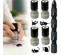 Cute Black Cat Craft Stamp,Cat Pattern Stamp,Cats Stamps Self Inking,Expressions Mini Kitten Silhouette Stamps,Black Cats DecorativeStamp,for Cards, Letters,Journals,Teacher Reward,Crafting
