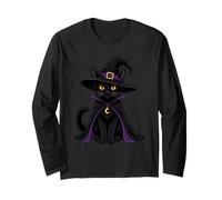 Cute Black Cat Dressed As A Witch Long Sleeve T-Shirt