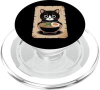 Cute Black Cat Eating Ramen Noodles Japan Anime Kitten PopSockets PopGrip for MagSafe