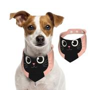 Cute Black Cat Face with Big Eyes Dog Bandanas,Summer Bandanas for Dogs Washable Adjustable Dog Triangle Scarf Bibs Cute Pet Bibs for Medium Large Dogs Puppy and Cats Medium
