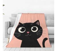 Cute Black cat face with Big Eyes Throw Blanket for Couch, Plush Fuzzy Soft Flannel Blankets and Throws for Sofa, 50"x40" Bed Blankets for Travel Camping Chair, All Season Warm Fleece Blanket