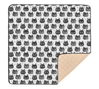 Cute Black Cat Faces Pattern Baby Play Mat for Floor, 127x127 CM Playpen Mat,Thicken Soft Non-Slip Tummy Time Mat for Toddlers and Infants