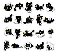 Cute Black Cat Fridge Magnets 20 Pcs Cartoon Funny Animals Refrigerator Magnet for Whiteboard Girls Kitchen Office Classroom Home Locker School Decoration
