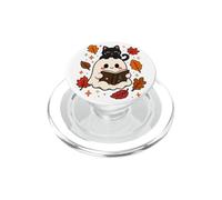 Cute Black Cat Ghost Reading Book Autumn Leaves Halloween PopSockets PopGrip for MagSafe
