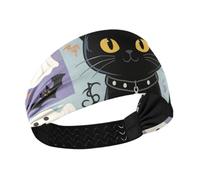 Cute Black Cat Ghosts for Halloween Non-Slip running headband for women Elastic head bands for women for Running Workouts Cycling basketball