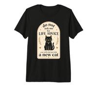 Cute Black Cat Humor Introvert Life Advice Quote Premium T-Shirt