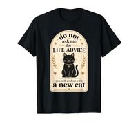 Cute Black Cat Humor Introvert Life Advice Quote Value Graphic T-Shirt, Men, Black, XL