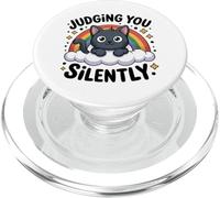 Cute Black Cat Judging You Silently PopSockets PopGrip for MagSafe