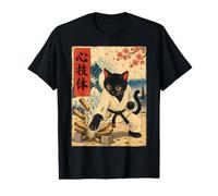 Cute Black Cat Karate Breaking Boards Japanese Vintage Gift Value Graphic T-Shirt