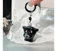 Cute Black Cat Keychain with Star Charm, Cartoon Animal Key Ring, Kawaii Pet Accessory for Keys/Bags, Gift for Cat Lovers