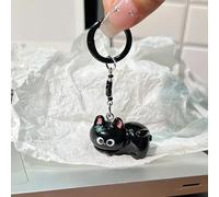 Cute Black Cat Keychain with Star Charm, Cartoon Animal Key Ring, Kawaii Pet Accessory for Keys/Bags, Gift for Cat Lovers