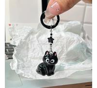 Cute Black Cat Keychain with Star Charm, Cartoon Animal Key Ring, Kawaii Pet Accessory for Keys/Bags, Gift for Cat Lovers
