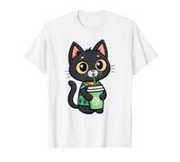 Cute Black Cat Kitten Drinking Boba Tea Bubble Tea Value Graphic T-Shirt