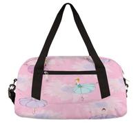 Cute Black Cat Kitten Girls Dance Duffle Bag, Balck Pink Kids Small Overnight Weekender Carry On Travel Bag, Gymnastics Sports Bag, Cute Black Cat Kitten, 18.4L x 7.8W x 9.4