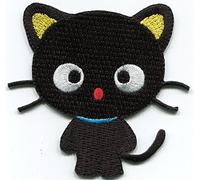 Cute Black cat Kitten Kitty Embroidered Applique Iron-on Patch S-1517
