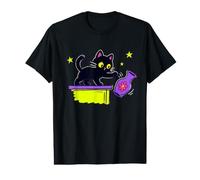 Cute Black Cat Knocking Over Plant Pot Funny Mischievous Cat Value Graphic T-Shirt