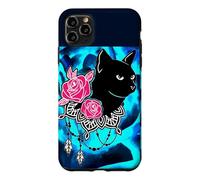 CUTE BLACK CAT LOVE PINK ROSES Case for iPhone 11 Pro Max