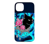 CUTE BLACK CAT LOVE PINK ROSES Case for iPhone 14 Plus