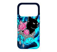 CUTE BLACK CAT LOVE PINK ROSES Case for iPhone 17 Pro