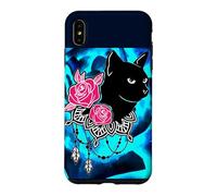 CUTE BLACK CAT LOVE PINK ROSES Case for iPhone XS Max