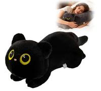 Cute Black-Cat Plush Pillow - 17.7 inches Soft Stuffed Animals for Kids & Adults, Huggable Decorative Cuddle Pillow for Bed, Couch & Gift (Black)