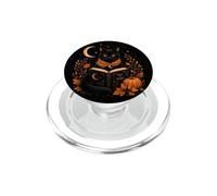 Cute Black Cat Reading Book Pumpkin Fall Moon Boho Reader PopSockets PopGrip for MagSafe