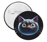 Cute Black Cat Shape Badge Metal Round Pins, Lightweight Brooch for Backpack, Fashion Button Pins Badge for Shirts, Jackets, Shawl Coat, Unisex, 5PCS, Tinplate, metal round pins