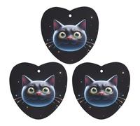 Cute Black Cat Shape Car Air Freshener, 3 Pcs Love form Hanging Air Freshener Cards, Long Lasting Fragrance Scented Cards for Car, Home, Office White-style