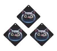 Cute Black Cat Shape Car Air Freshener, 3 Pcs Rhombus Hanging Air Freshener Cards, Long Lasting Fragrance Scented Cards for Car, Home, Office Black-style