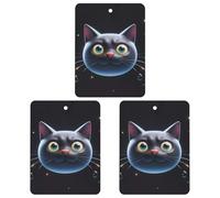 Cute Black Cat Shape Car Air Freshener, 3 Pcs Square Hanging Air Freshener Cards, Long Lasting Fragrance Scented Cards for Car, Home, Office Black-style
