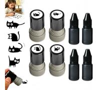 Cute Black Cat Stamp - Self Inking Cat Stamps Set for Card Making | Reusable Pet Cartoon Craft Stamp for Journal, Scrapbook, Letter, Teacher Rewards for Scrapbooking, Journaling, Diary, Planner