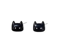 Cute Black Cat Stud Earrings for Women Tiny Small Funny Lovely Minimalist Kitten Cartilage Tragus Post Earring Statement Animal Ear Studs Trendy Jewelry for Halloween Christmas