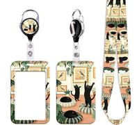 Cute Black Cats Badge Reel with ID Card Holder Lanyard Funny Keychain Heavy Duty Retractable Badge Holder Reel Clip for Office Nurses Staff & School ID Teachers Lanyard ID Holder for Keys Name Tag