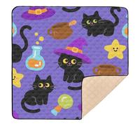 Cute Black Cats for Halloween Large Stylish Baby Playmat for Floor Portable Foldable Baby Crawling Mat for Baby Toddler Infant, 50'' x 50''tapete para juegos de