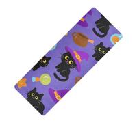 Cute Black Cats for Halloween printed mat yoga Thick 1 mm for home non slip, with Yoga bag tapete para ejercicio 71x26 inches