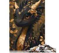 Cute Black Chibi Dragon Jigsaw Puzzle, Wooden Puzzles 1000 Piece Jigsaw Intellectual Toys, Challenging Adult And Teen Casual Jigsaw Puzzle 1000pcs (75x50cm)